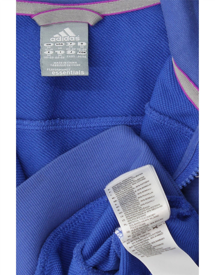 ADIDAS Womens Climalite Tracksuit Top Jacket UK 12/14 Medium Blue Cotton