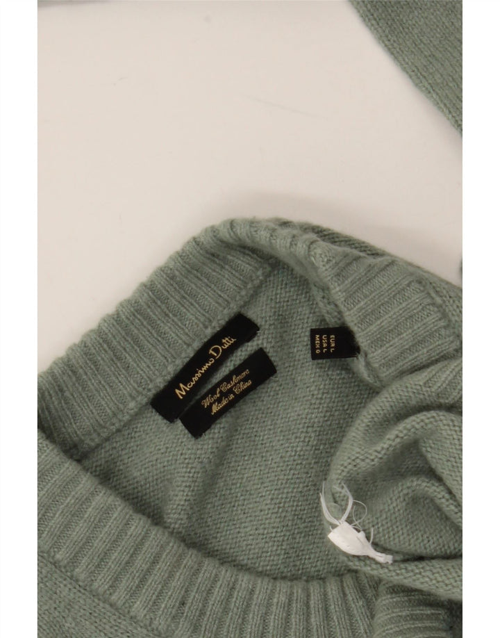 Suéter masculino Massimo Dutti com gola redonda, grande lã verde
