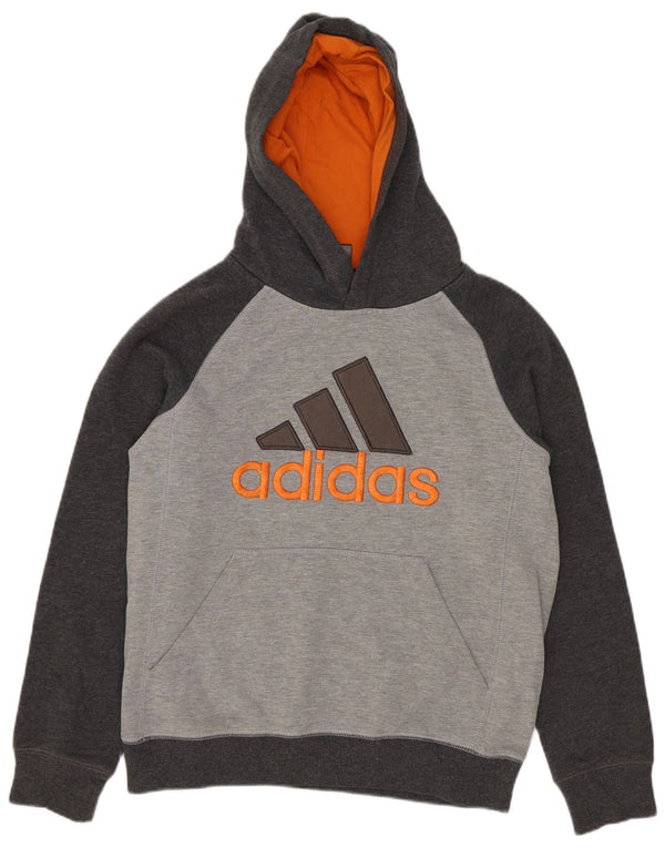 Adidas Meninos Graphic Hoodie Jumper 10-11 Anos Cinza Médio Colourblock
