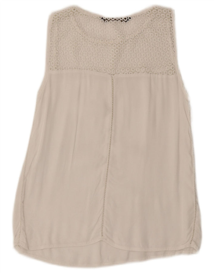 Blusa feminina sem mangas ZARA UK 14 médio branco
