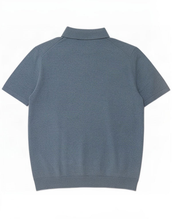 Camisa pólo masculina Marks & Spencer grande algodão listrado azul