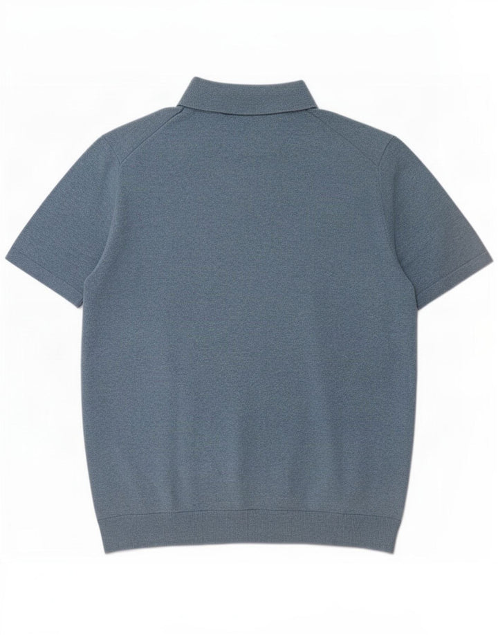 Camisa pólo masculina Marks & Spencer grande algodão listrado azul