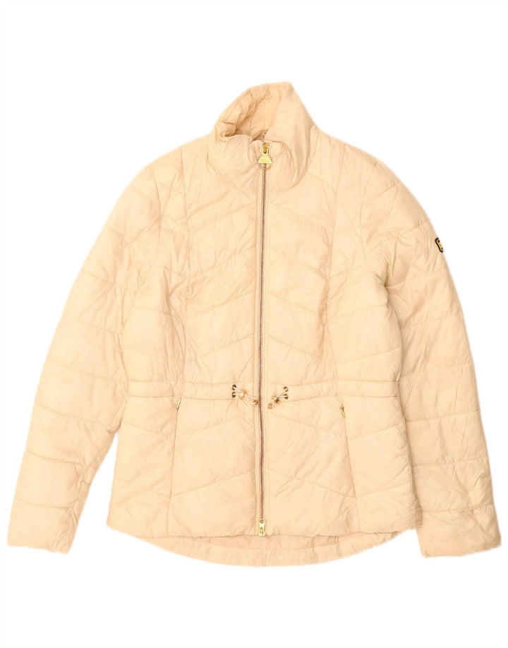 Jaqueta acolchoada feminina BARBOUR UK 10 pequena poliamida bege