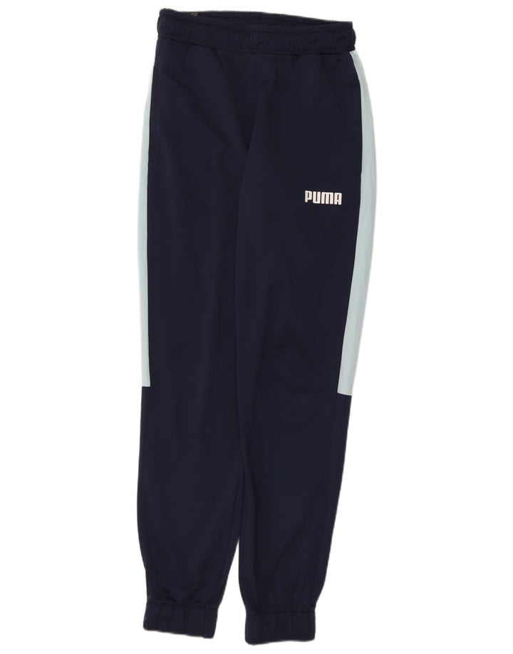 Calça de treino masculina Puma Joggers pequeno azul marinho Colourblock poliéster