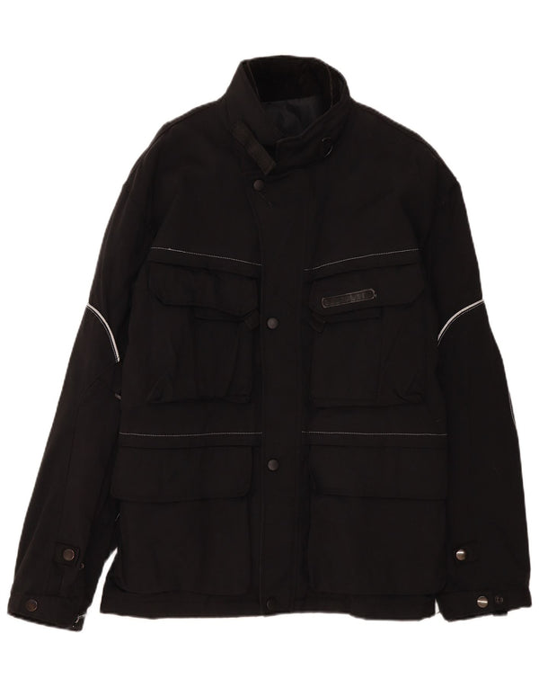Jaqueta vintage masculina Racer UK 38 médio preto nylon