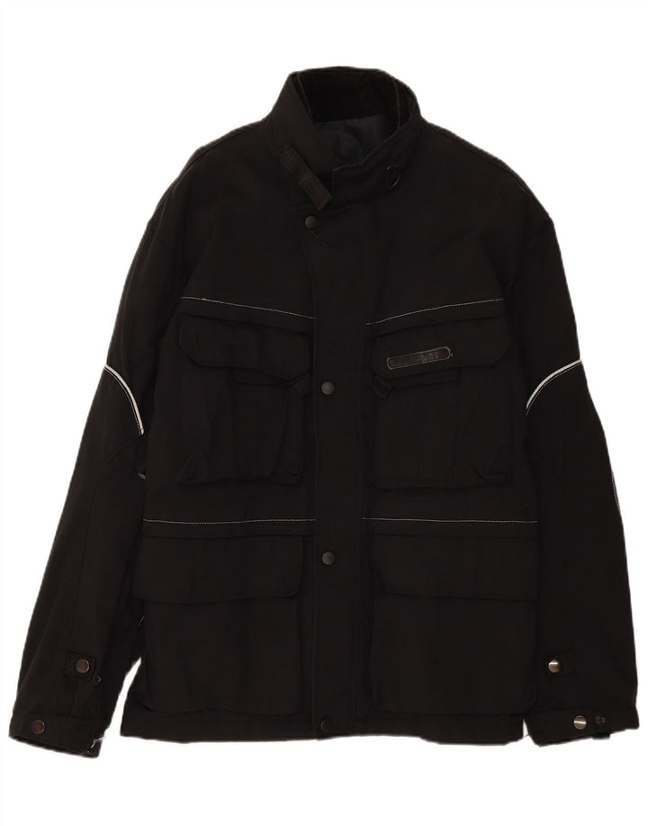 Jaqueta vintage masculina Racer UK 38 médio preto nylon