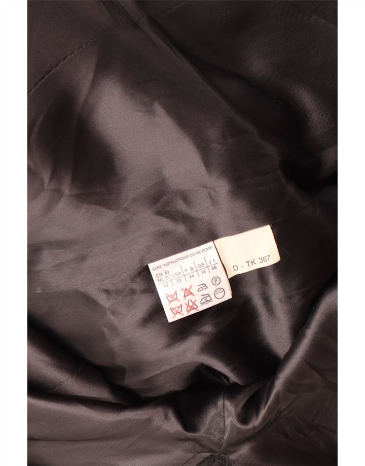 Casaco feminino duplo breasted MARELLA Reino Unido 14 grande lã virgem cinza