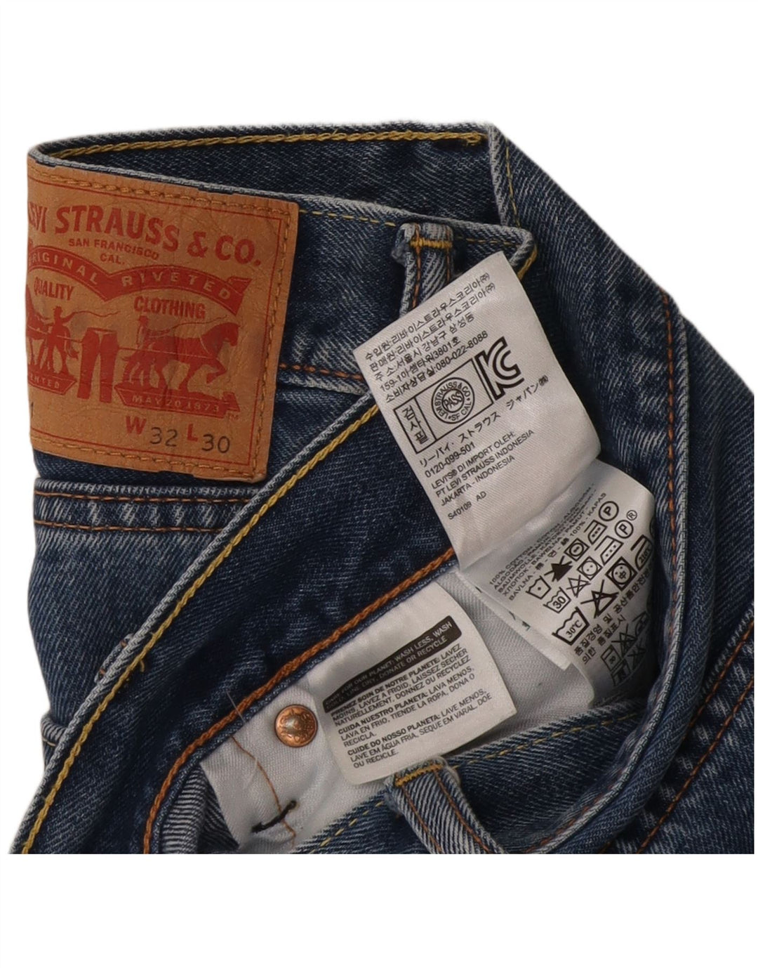 Levi's Masculino 751 Cropped Straight Jeans W32 L24 Azul Algodão