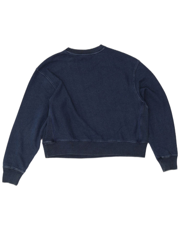 Jumper de moletom feminino Champion Crop Oversized UK 14 Médio Azul Marinho