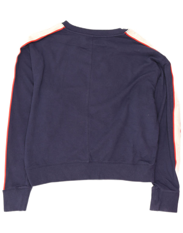 Jumper de moletom feminino Champion UK 14 grande bloco colorido azul marinho