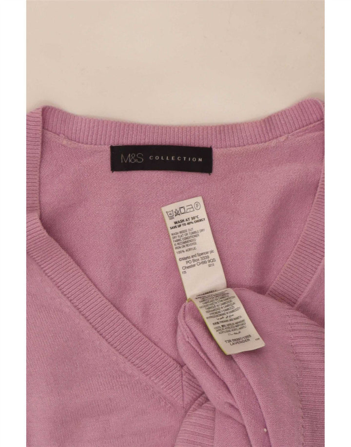 Suéter feminino Marks & Spencer com decote em V Reino Unido 12 acrílico roxo médio