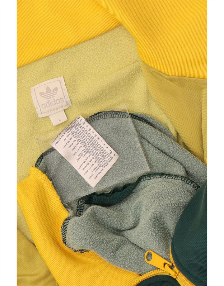 Adidas Mens Graphic Tracksuit Top Jacket Grande Amarelo Colorblock Poliamida