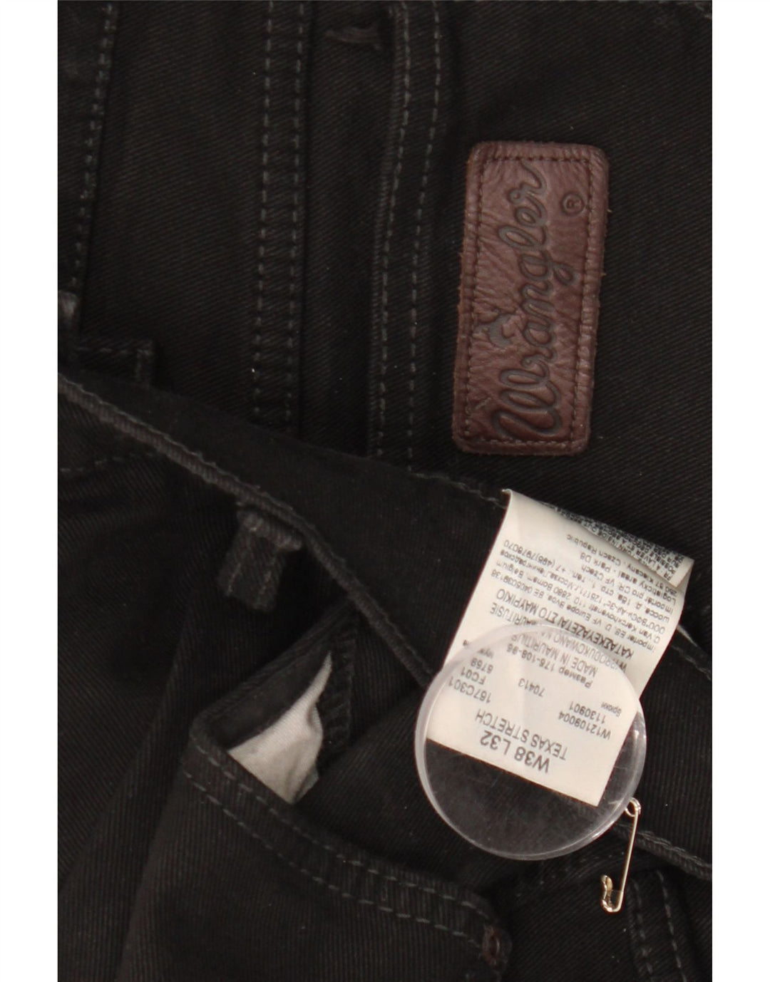 WRANGLER Masculino Texas Stretch Straight Jeans W38 L32 Algodão Preto