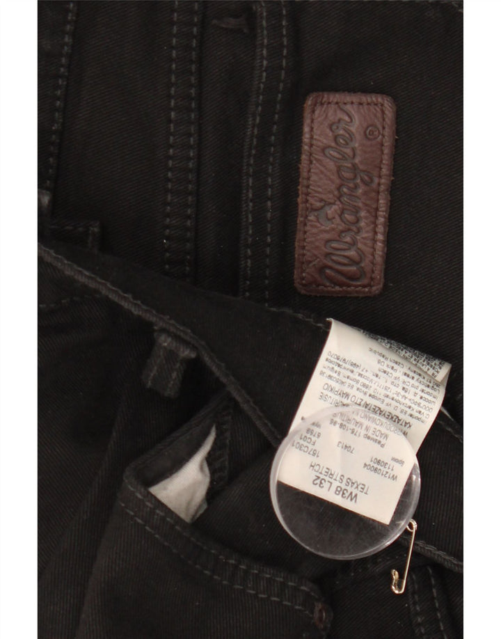 WRANGLER Masculino Texas Stretch Straight Jeans W38 L32 Algodão Preto