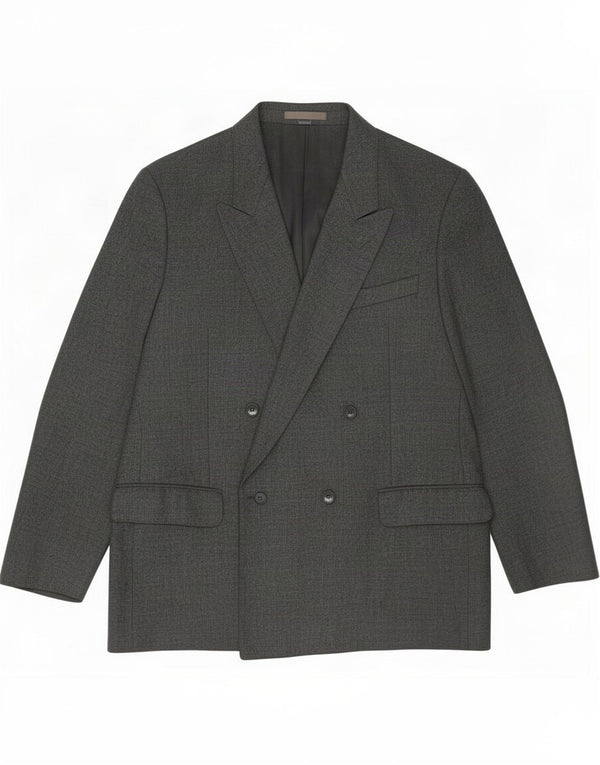 Jaqueta blazer masculina vintage com peito duplo IT 54 2XL lã virgem cinza