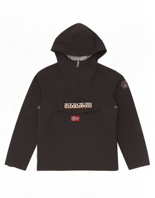 Jaqueta Anorak com capuz gráfico Napapijri para meninos 9-10 anos preto nylon