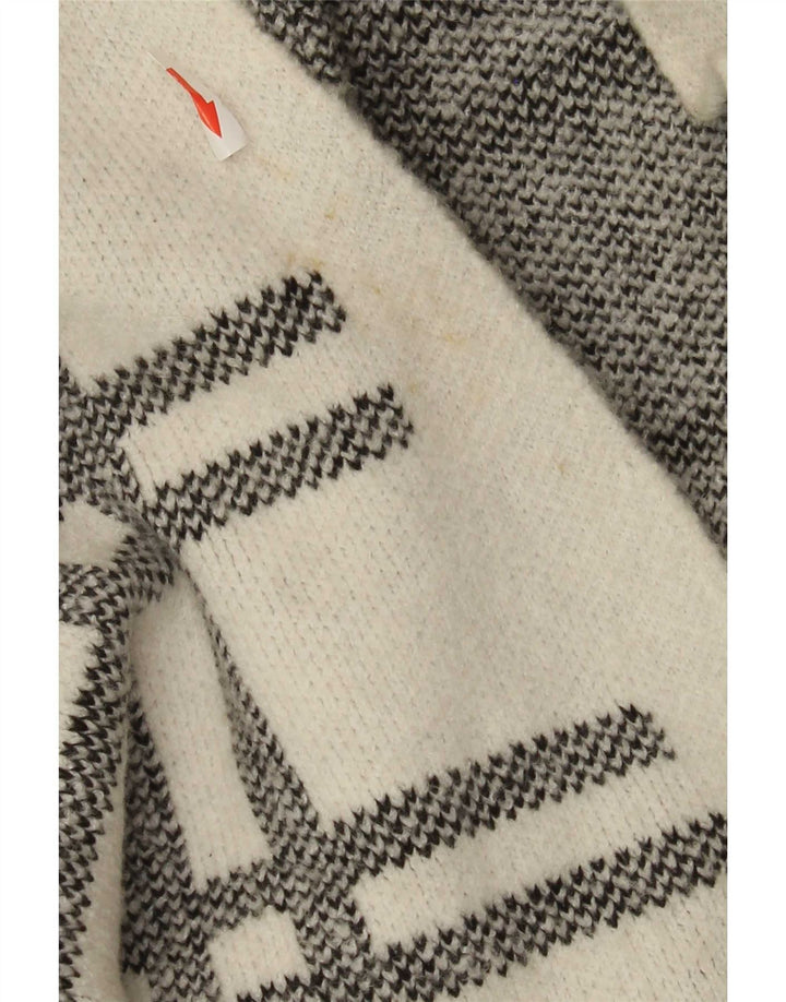 Suéter cardigã feminino Longline Marks & Spencer Reino Unido 16 xadrez branco grande