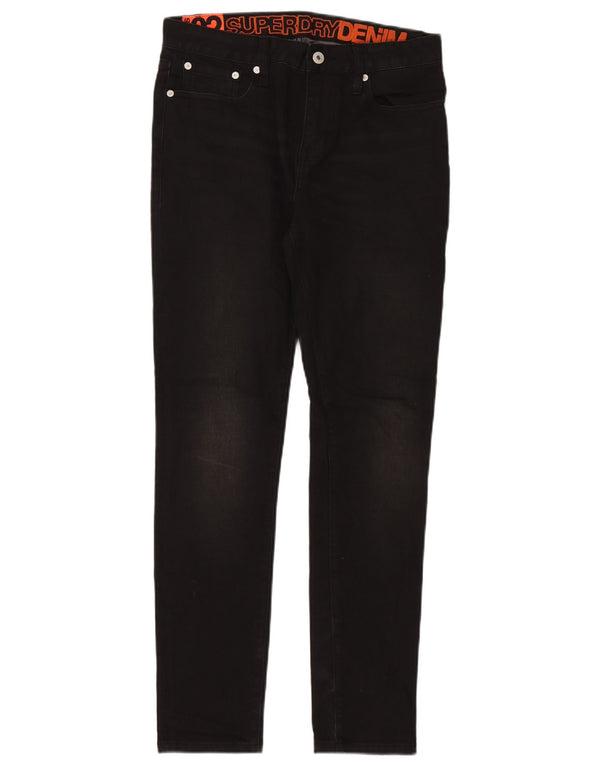 Superdry Calça jeans skinny masculina desgastada W30 L32 algodão preto
