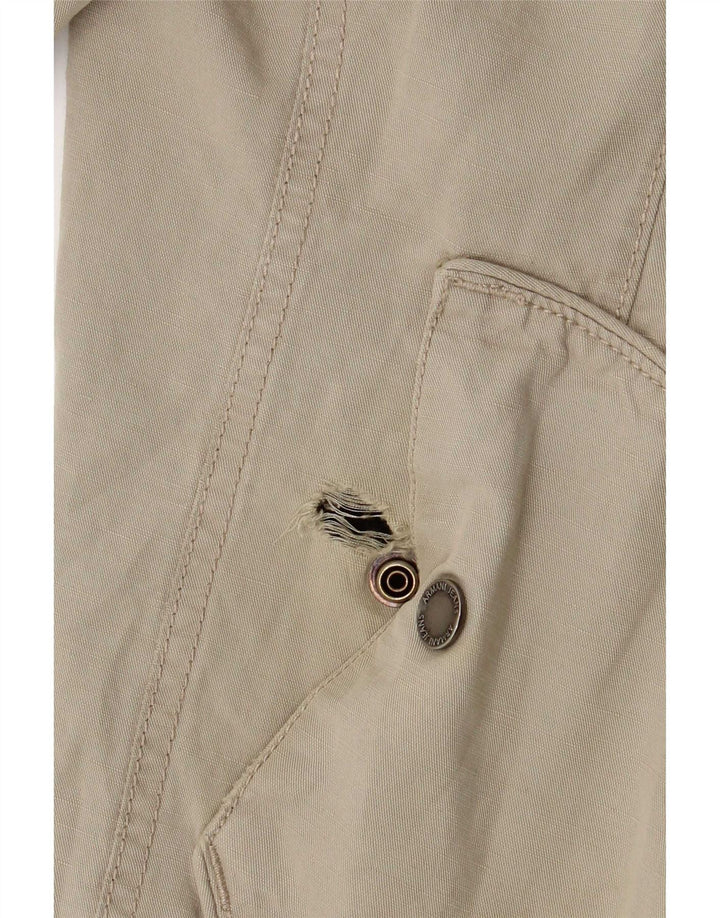Jaqueta bomber masculina Armani Jeans com capuz UE 50 algodão bege médio