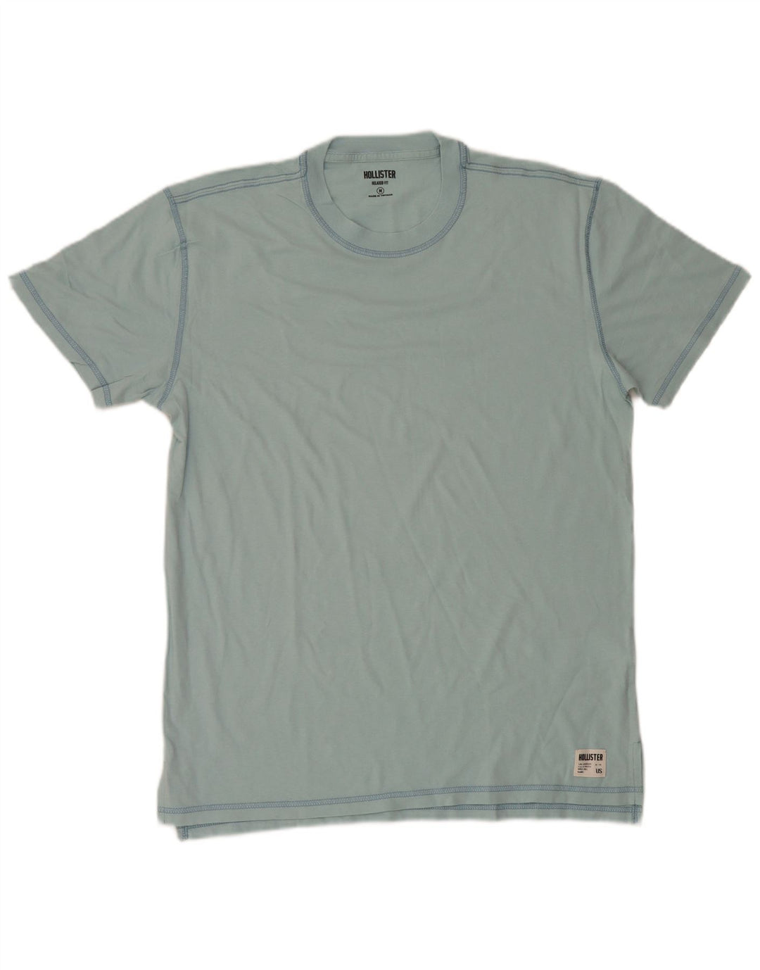 Camiseta masculina Hollister Top médio algodão azul