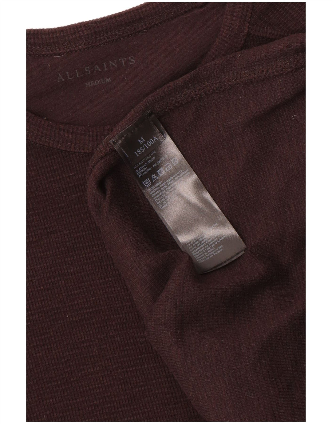 All Saints Top masculino de manga comprida de algodão marrom médio