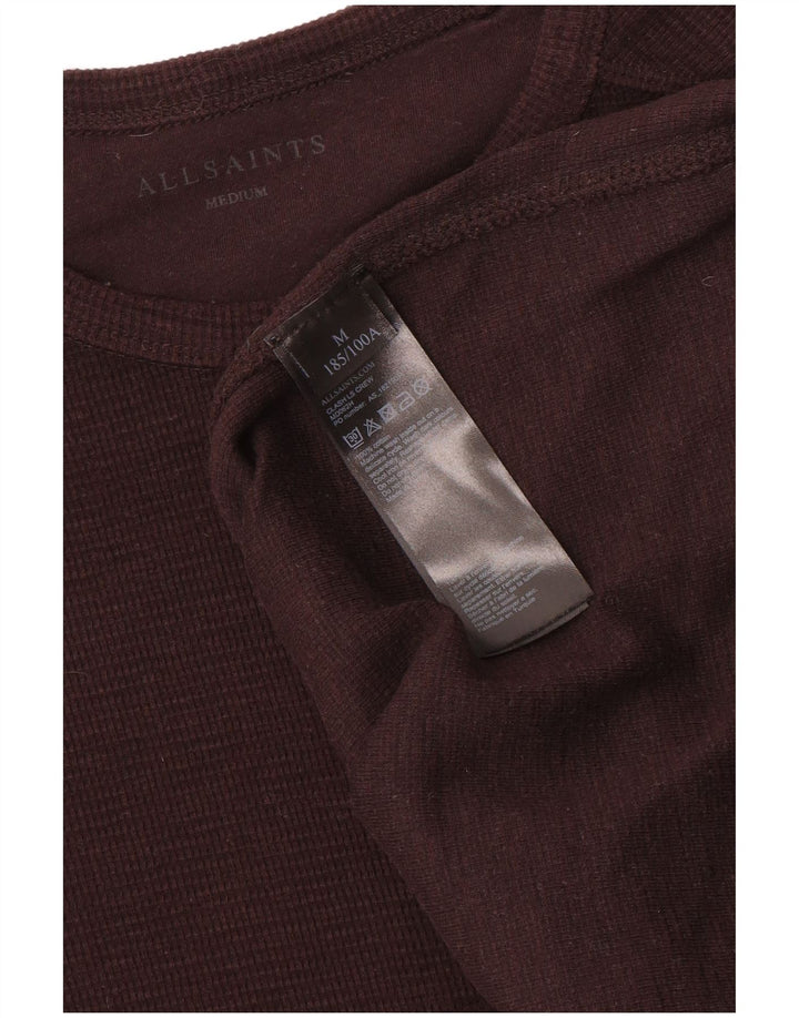All Saints Top masculino de manga comprida de algodão marrom médio