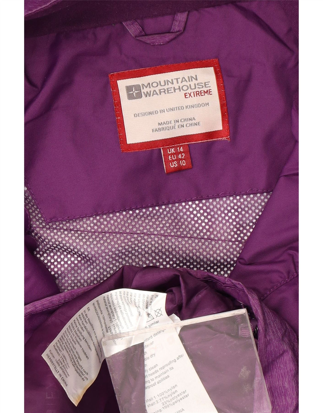 MOUNTAIN WAREHOUSE Womens Rain Jacket UK 14 Medium  Purple Colourblock