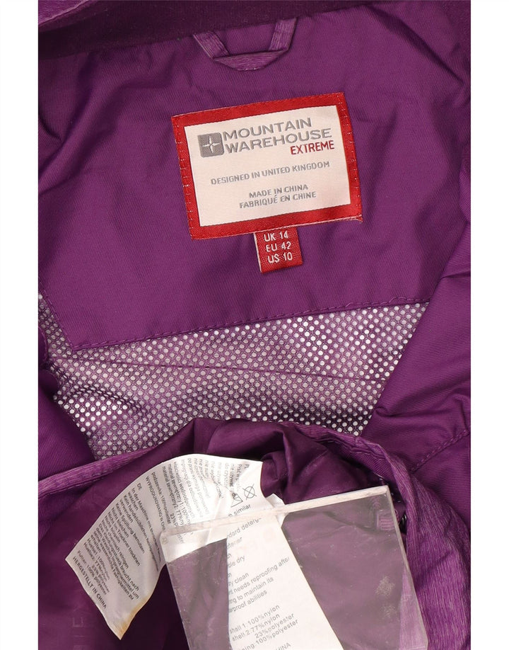 MOUNTAIN WAREHOUSE Womens Rain Jacket UK 14 Medium  Purple Colourblock