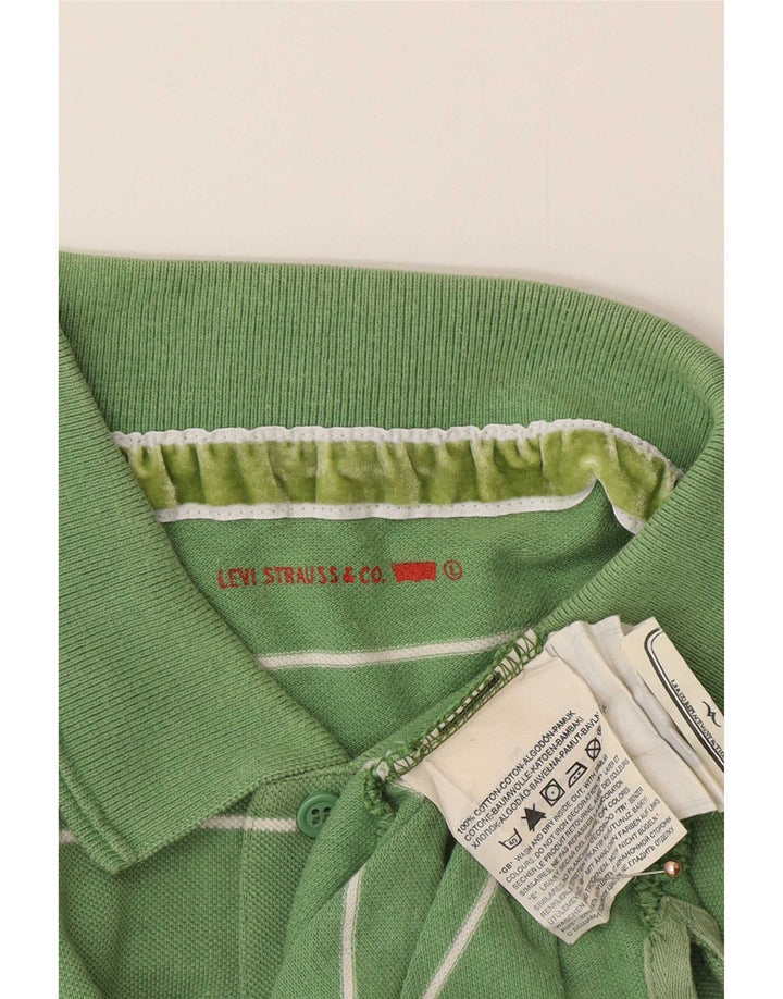 Camisa pólo gráfica masculina Levi's grande algodão listrado verde