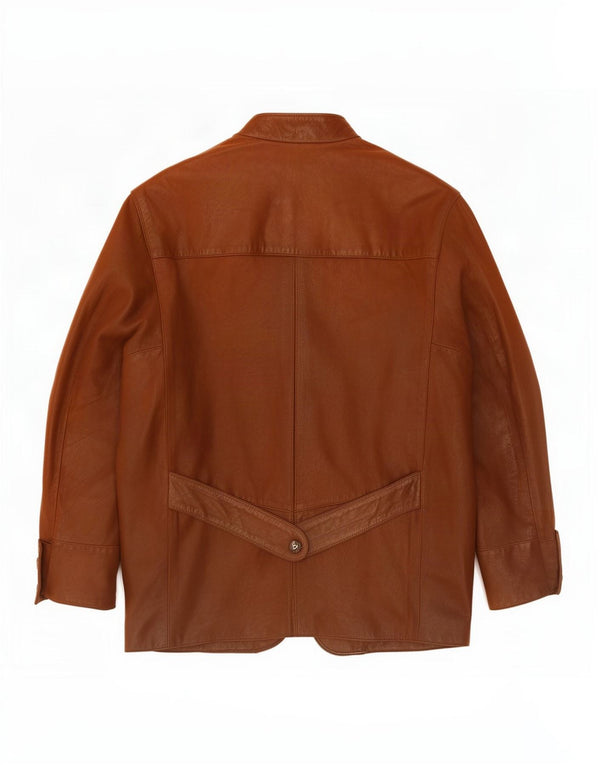 Jaqueta blazer masculina de couro com 1 botão Striwa Reino Unido 40 grande marrom