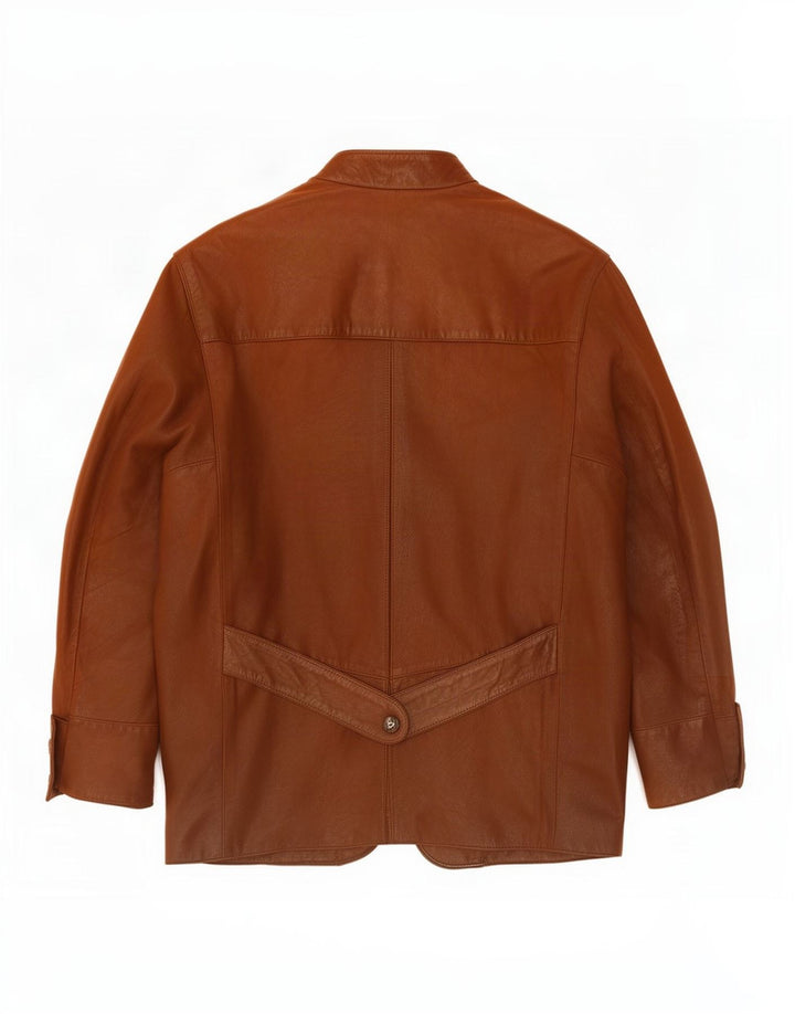 Jaqueta blazer masculina de couro com 1 botão Striwa Reino Unido 40 grande marrom
