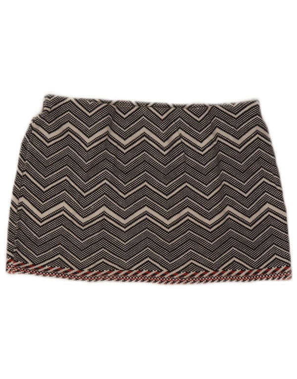 Mini saia Trafaluc feminina Zara médio W28 cinza Chevron