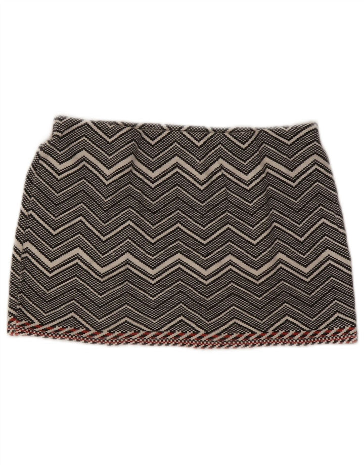 Mini saia Trafaluc feminina Zara médio W28 cinza Chevron
