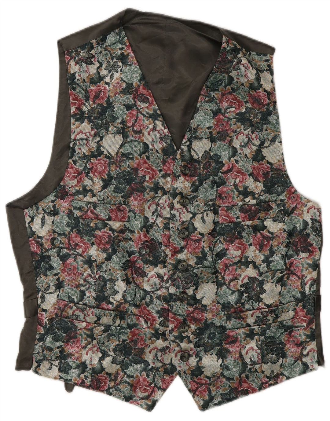 Colete masculino vintage IT 46 pequeno floral multicolorido