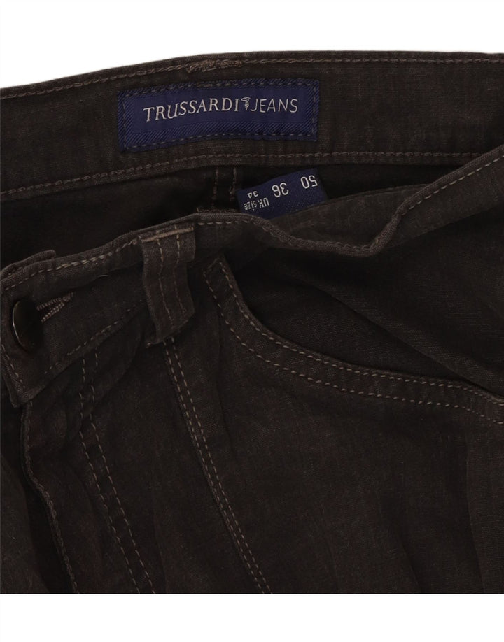TRUSSARDI Mens Straight Casual Trousers W34 L30 Brown Vintage Trussardi and Second-Hand Trussardi from Messina Hembry 