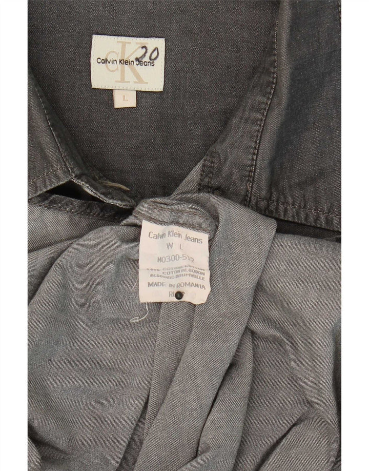 Camisa masculina Calvin Klein Jeans grande algodão cinza