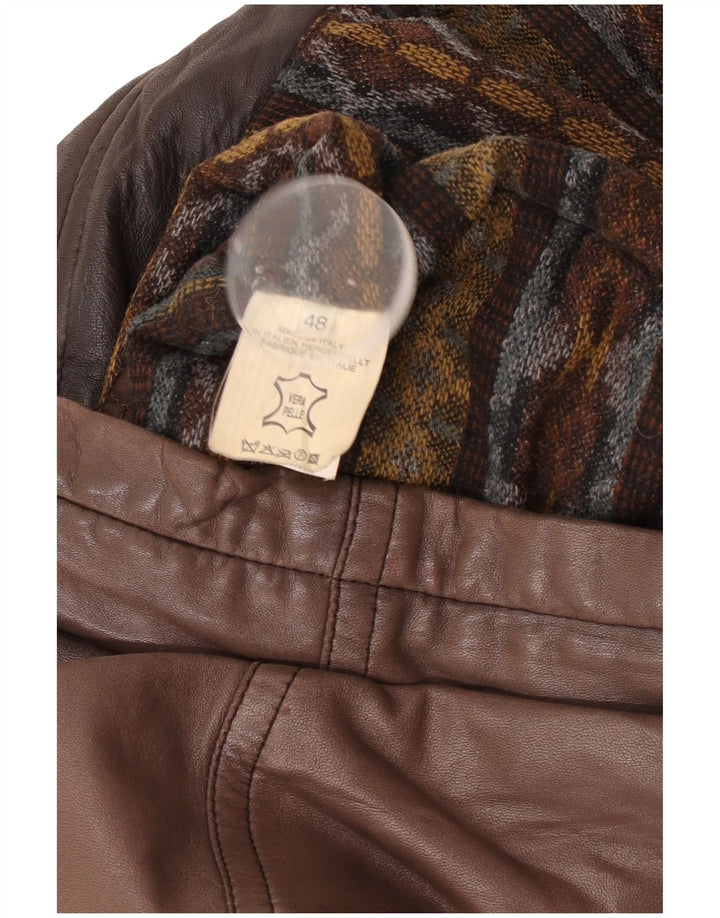 Casaco de couro masculino vintage EU 48 couro marrom médio