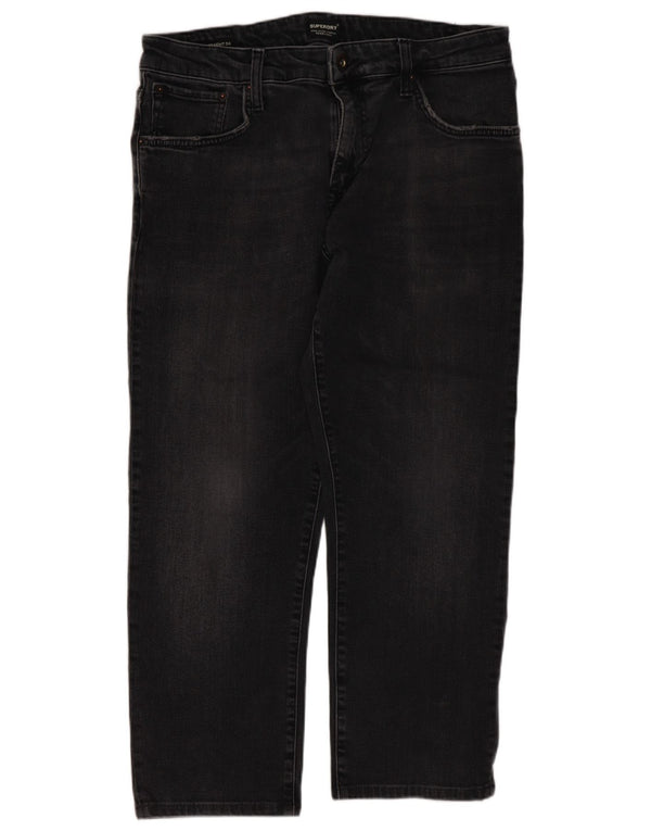 Jeans recortados masculinos Superdry W34 L24 algodão preto