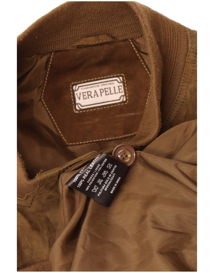 Jaqueta masculina vintage de camurça UK 42 XL couro cáqui