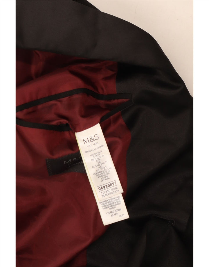 Jaqueta blazer masculina de ajuste regular de 2 botões Marks & Spencer Reino Unido 48 2XL preta