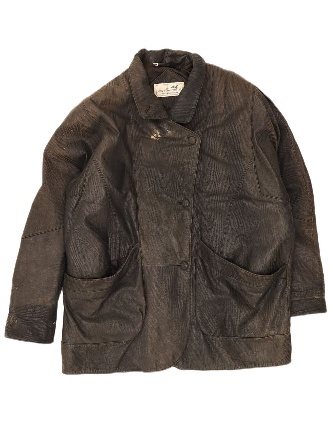 Jaqueta de couro feminina vintage UK 18 XL preta