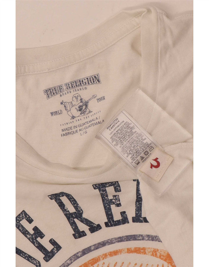 Camiseta gráfica masculina True Religion grande algodão branco