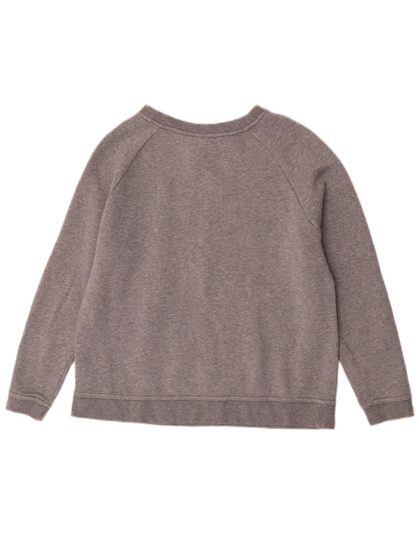 Moletom gráfico feminino Nike Jumper UK 14 algodão manchado cinza médio