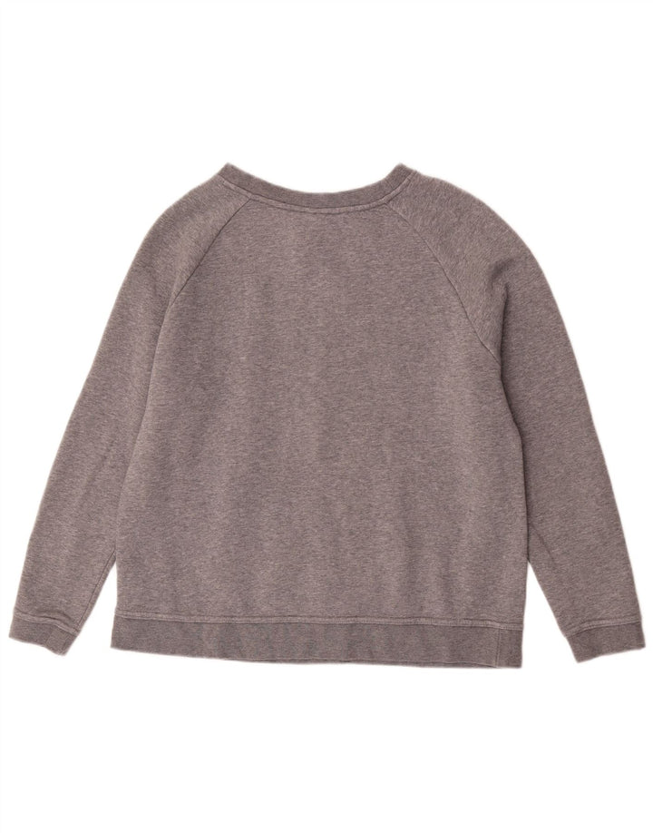 Moletom gráfico feminino Nike Jumper UK 14 algodão manchado cinza médio