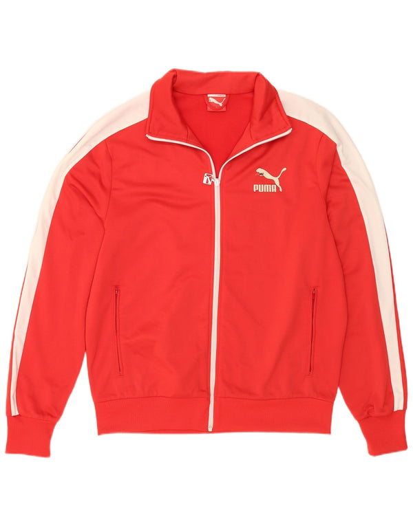PUMA Mens Tracksuit Top Jacket Médio Vermelho Colourblock Poliéster