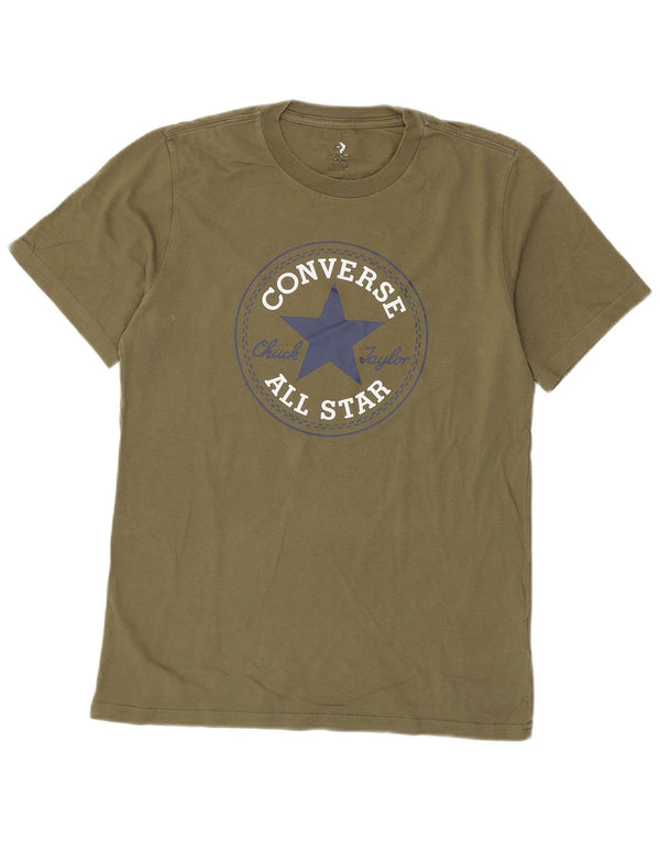 Converse Mens Graphic Camiseta Top Pequeno Algodão Cáqui