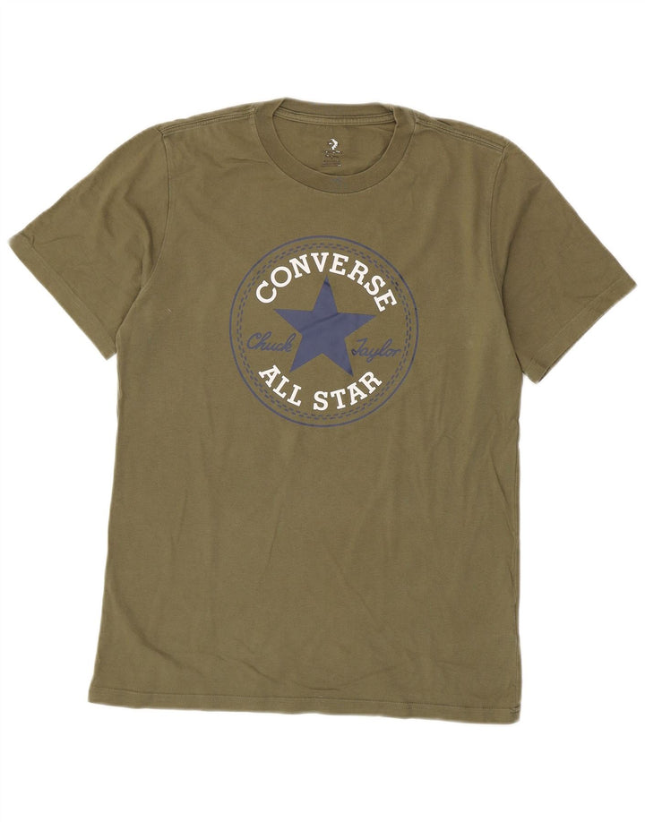 Converse Mens Graphic Camiseta Top Pequeno Algodão Cáqui