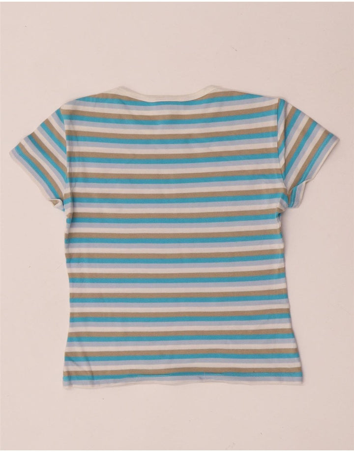 Lacoste camiseta feminina crop top tamanho 38 médio algodão listrado multicolorido