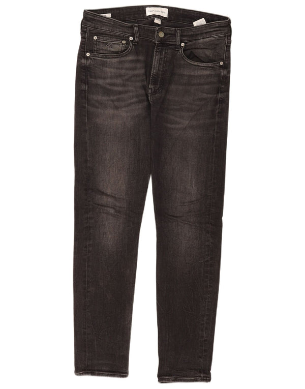 Calvin Klein Calça jeans masculina cônica W30 L30 algodão preto