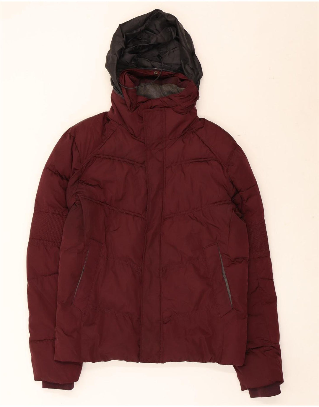 Jaqueta acolchoada masculina Zara UK 38 poliéster marrom médio